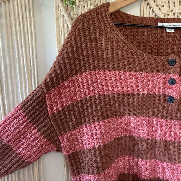 AMERICAN EAGLE Women’s Striped Cropped Sweater Size Small - Picture 4 of 10